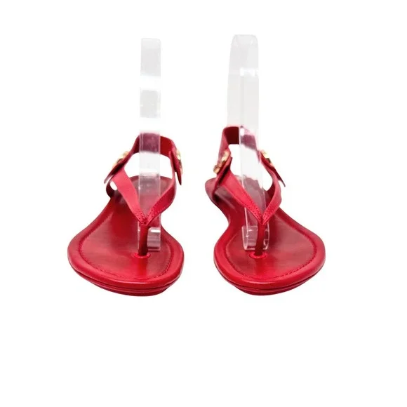 Tory Burch Minnie Travel Thong Sandal Nantucket Red Leather Sz 5.5 - Picture 4 of 8